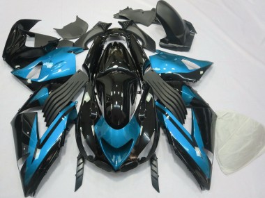 Carenado Moto Kawasaki ZX14R 2006-2011 - Azul Claro Negro Brillante