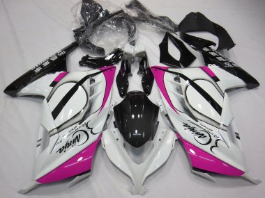 Carenado Moto Kawasaki Ninja 300 2013-2024 - Blanco Brillante Rosa Negro