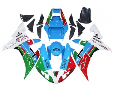 Carenado Moto Yamaha R1 2002-2003 - Blanco Azul Rojo Verde Motul Michelin Dunlop