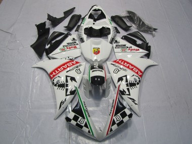 Carenado Moto Yamaha R1 2012-2014 - Blanco Rojo Verde Negro Abarth Wudy Motul