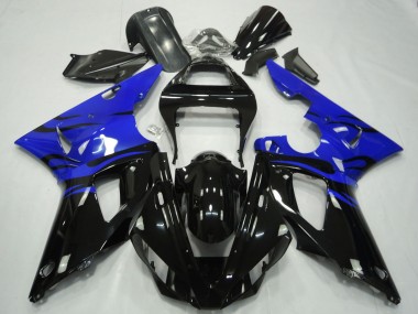 Carenado Moto Yamaha R1 2000-2001 - Azul Negro Brillante Llama