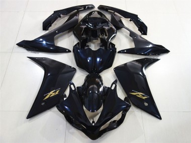 Carenado Moto Yamaha R1 2007-2008 - Negro Brillante Azul Oscuro Oro Calcomanía