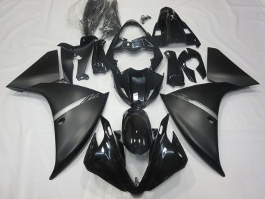 Carenado Moto Yamaha R1 2012-2014 - Negro Brillante Negro Mate Plata
