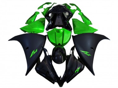 Carenado Moto Yamaha R1 2012-2014 - Negro Brillante Negro Mate Verde