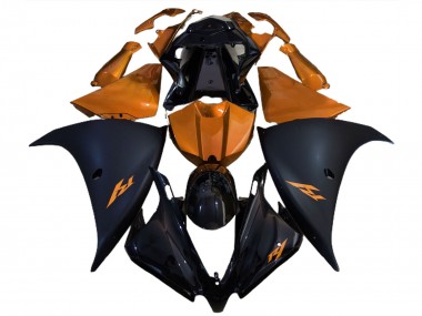 Carenado Moto Yamaha R1 2012-2014 - Negro Brillante Negro Mate Naranja