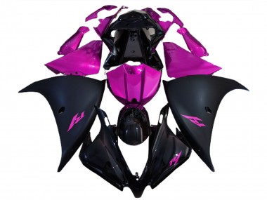 Carenado Moto Yamaha R1 2012-2014 - Negro Brillante Negro Mate Rosa