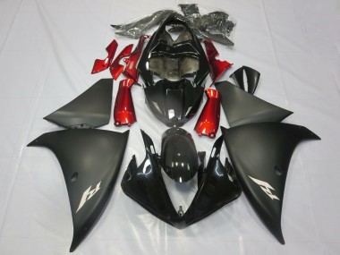 Carenado Moto Yamaha R1 2012-2014 - Negro Brillante Negro Mate Rojo