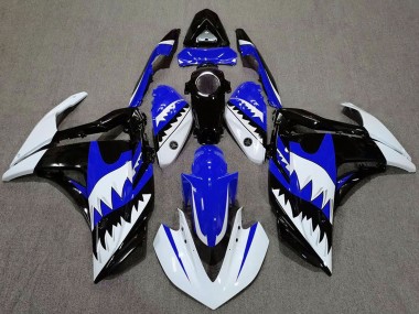 Carenado Moto Yamaha R3 2015-2018 - Blanco Azul Negro Tiburón