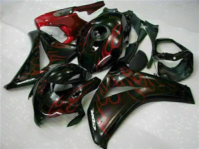 Kits Carenados Moto Honda CBR1000RR 2008-2011 - Negro Brillante Rojo Llama