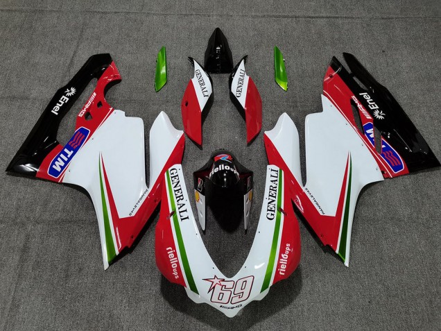 Carenado Moto Ducati 959 1299 2015-2020 - Blanco Rojo Verde Negro Brillante Generali Tim 69