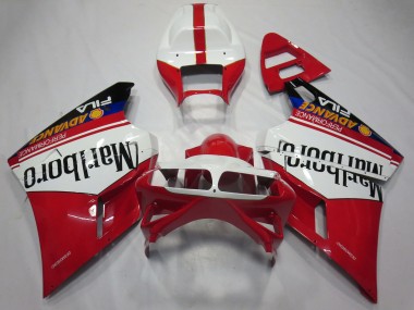 Carenado Moto Ducati 748 916 996 998 1993-2005 - Blanco Rojo Negro Brillante Marlboro