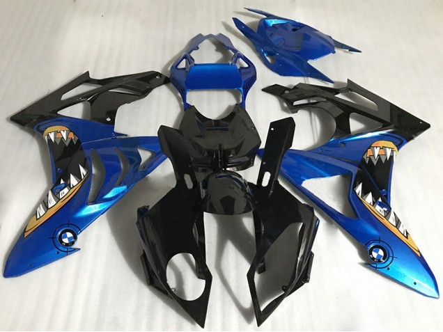 Carenado Moto BMW S1000RR 2017-2018 - Azul Negro Brillante Naranja Tiburón