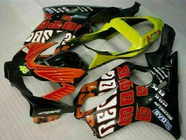 Carenado Moto Honda CBR600 F4i 2001-2003 - Amarillo Naranja Negro Brillante Rossi 46