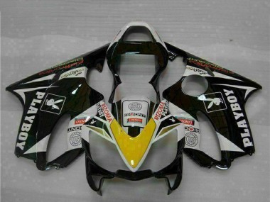 Carenado Moto Honda CBR600 F4i 2001-2003 - Blanco Amarillo Negro Brillante Playboy