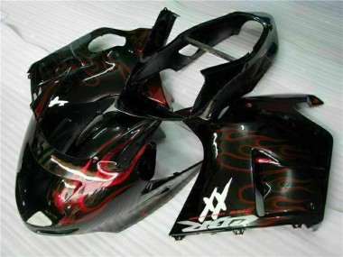 Carenados Moto ABS Honda CBR1100XX Blackbird 1996-2007 - Negro Brillante Rojo Llama