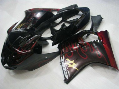 Carenado Moto ABS Honda CBR1100XX Blackbird 1996-2007 - Negro Brillante Rojo Llama