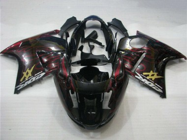 Carenado Moto ABS Honda CBR1100XX Blackbird 1996-2007 - Negro Brillante Rojo Llama