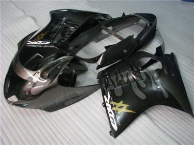 Carenado Moto Honda CBR1100XX Blackbird 1996-2007 - Negro Brillante Plata Llama