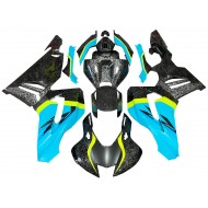 Carenado Moto Honda CBR1000RR-R 2020-2023 - Azul Claro Amarillo Negro Falsificado FibraCarbono