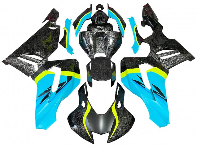Carenado Moto Honda CBR1000RR-R 2020-2023 - Azul Claro Amarillo Negro Falsificado FibraCarbono
