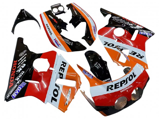 Carenado Moto Honda CBR400RR NC23 1987-1989 - Naranja Blanco Rojo Negro Brillante Repsol HRC