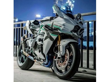 Carenado Moto Kawasaki Ninja H2 2015-2022 - Blanco Verde Línea