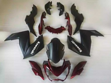 Carenado Moto Kawasaki Z250/Z300 2015-2016 - Negro Mate Rojo Granate