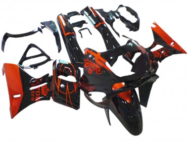 Carenado Moto Kawasaki ZZR600 1998-2003 - Negro Brillante Rojo Corona Extra