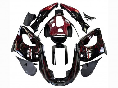 Carenado Moto Yamaha YZF 1000R Thunderace 1997-2007 - Negro Rojo Oscuro Llama