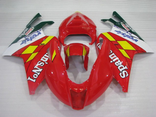 Carenado Moto Aprilia RSV1000 2003-2006 - Rojo Amarillo Blanco Spains No1 Valsir Castrol