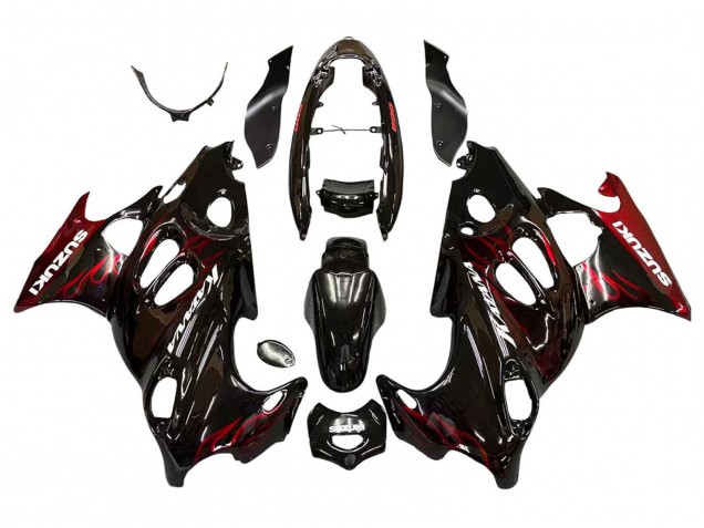 Carenado Moto Suzuki GSX600F/GSX750F 2004-2006 - Negro Brillante Rojo Llama