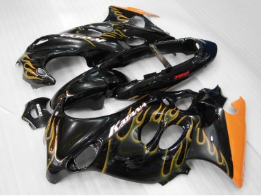 Carenado Moto Suzuki GSX600F/GSX750F 2004-2006 - Negro Brillante Naranja Llama Katana