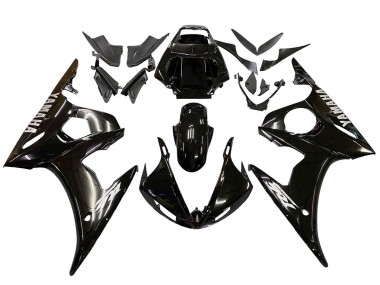 Carenado Moto Yamaha YZF R6S 2006-2009 - Negro Brillante Blanco Calcomanías