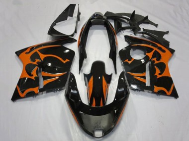 Carenado Moto Honda CBR1100XX Blackbird 1996-2007 - Negro Brillante Naranja Llama