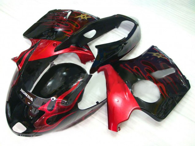 Kits Carenados Moto Honda CBR1100XX Blackbird 1996-2007 - Negro Brillante Rojo Llama
