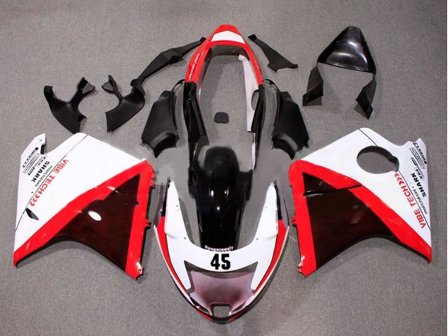 Carenado Moto Honda CBR1100XX Blackbird 1996-2007 - Blanco Rojo Negro Brillante