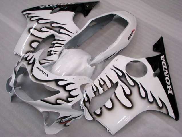 Carenado Moto Honda CBR600 F4 1999-2000 - Blanco Negro Brillante Llama