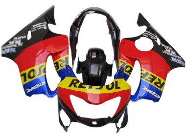 Carenado Moto Honda CBR600 F4 1999-2000 - Rojo Amarillo Azul Negro Brillante Repsol