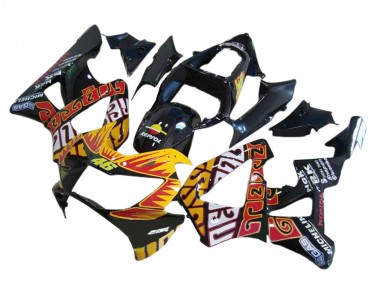 Carenado Moto Honda CBR900RR 929 2000-2001 - Negro Brillante Naranja Repsol Rossi