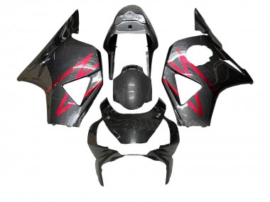 Carenado Moto Honda CBR900RR 954 2002-2003 - Negro FibraCarbono Rojo Raya