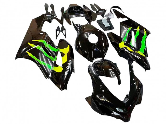Carenado Moto Honda CBR1000RR 2004-2005 - Negro Brillante Amarillo Verde Monstruo