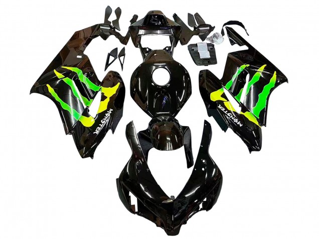 Carenado Moto Honda CBR1000RR 2004-2005 - Negro Brillante Amarillo Verde Monstruo