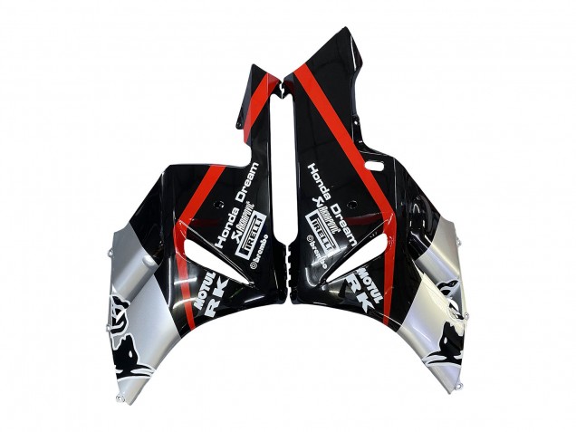 Carenado Moto Honda CBR1000RR 2004-2005 - Plata Negro Brillante Rojo Raya