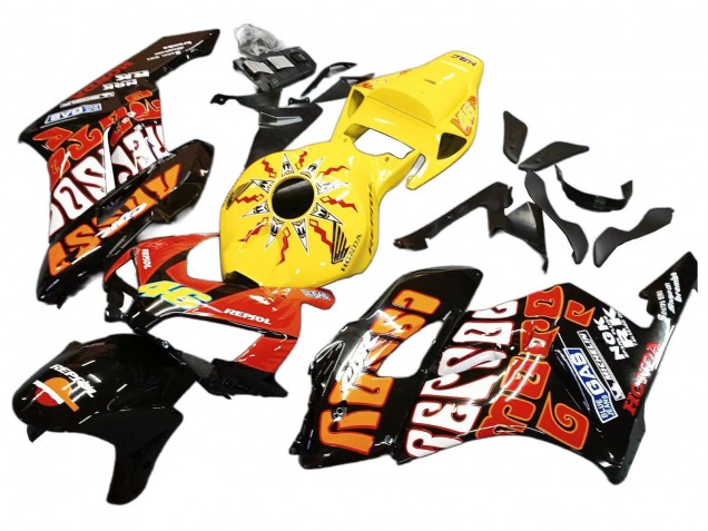 Carenado Moto Honda CBR1000RR 2004-2005 - Amarillo Naranja Negro Brillante Repsol Rossi 46