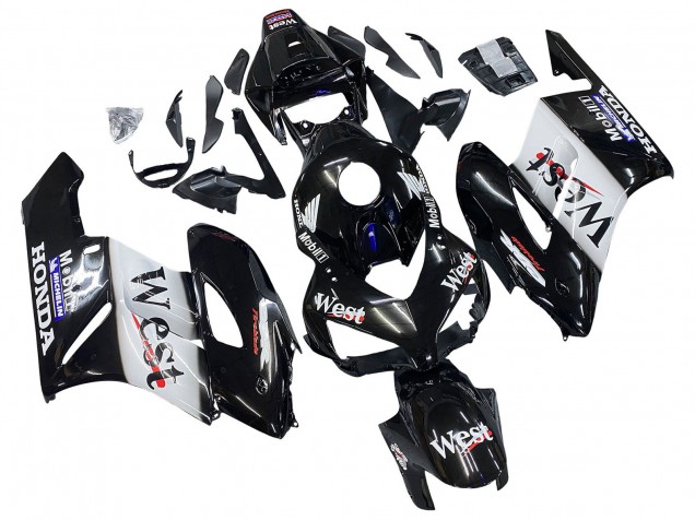 Carenado Moto Honda CBR1000RR 2004-2005 - Negro Brillante Blanco West