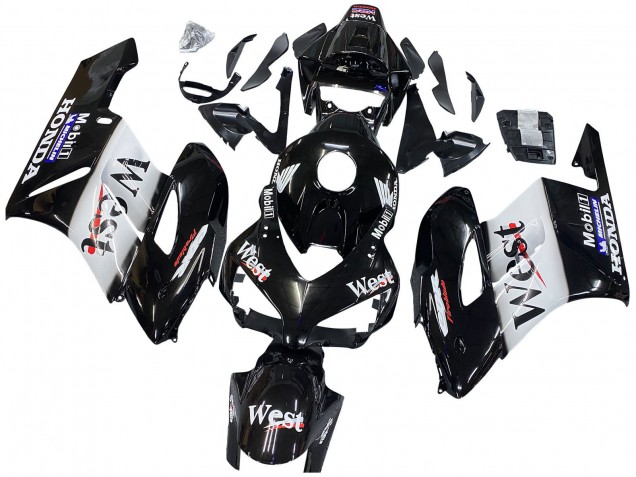 Carenado Moto Honda CBR1000RR 2004-2005 - Negro Brillante Blanco West