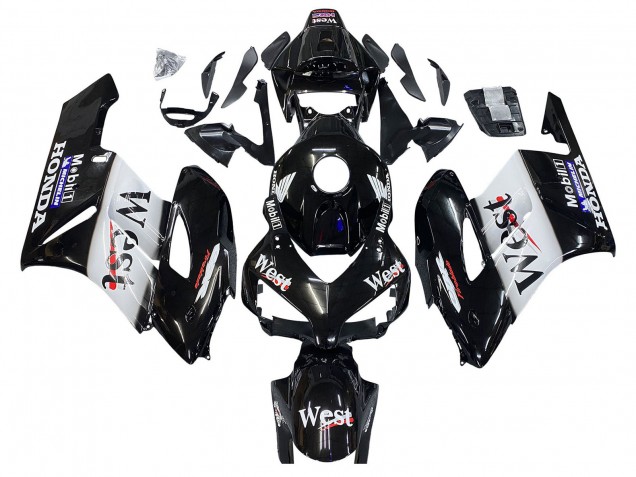 Carenado Moto Honda CBR1000RR 2004-2005 - Negro Brillante Blanco West