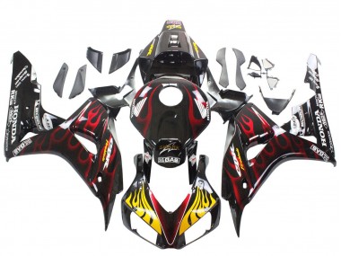 Carenado Moto Honda CBR1000RR 2006-2007 - Negro Brillante Amarillo Rojo Llama