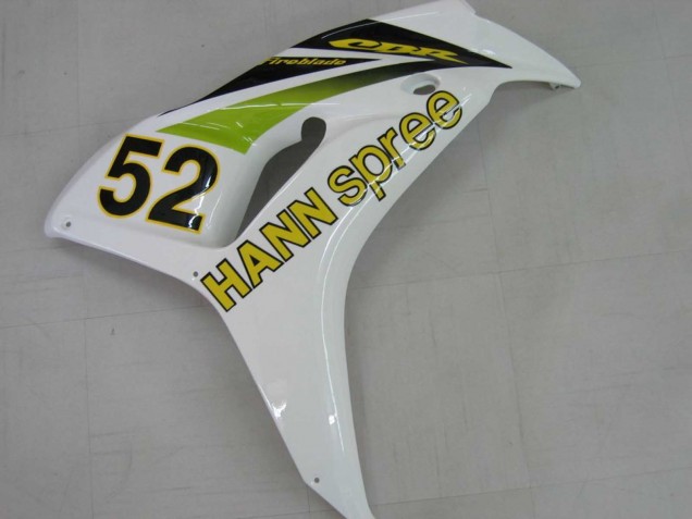 Carenado Moto Honda CBR1000RR 2006-2007 - Blanco Verde Negro Brillante Hannspree 52