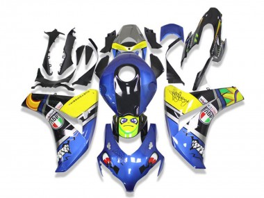 Carenado Moto Honda CBR1000RR 2008-2011 - Azul Amarillo Negro Brillante Tiburón